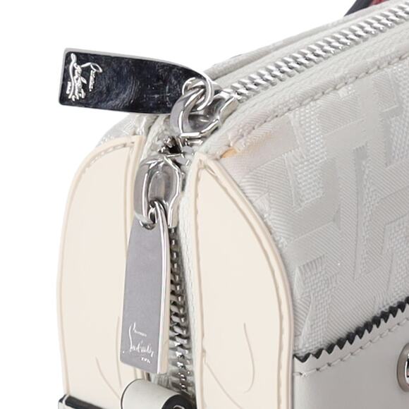 Christian Louboutin Ruby Town Messenger Bag Light Gray Red Jacquard - Picture 7 of 8